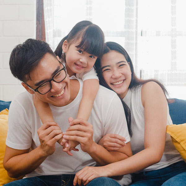 family of three enjoying time together